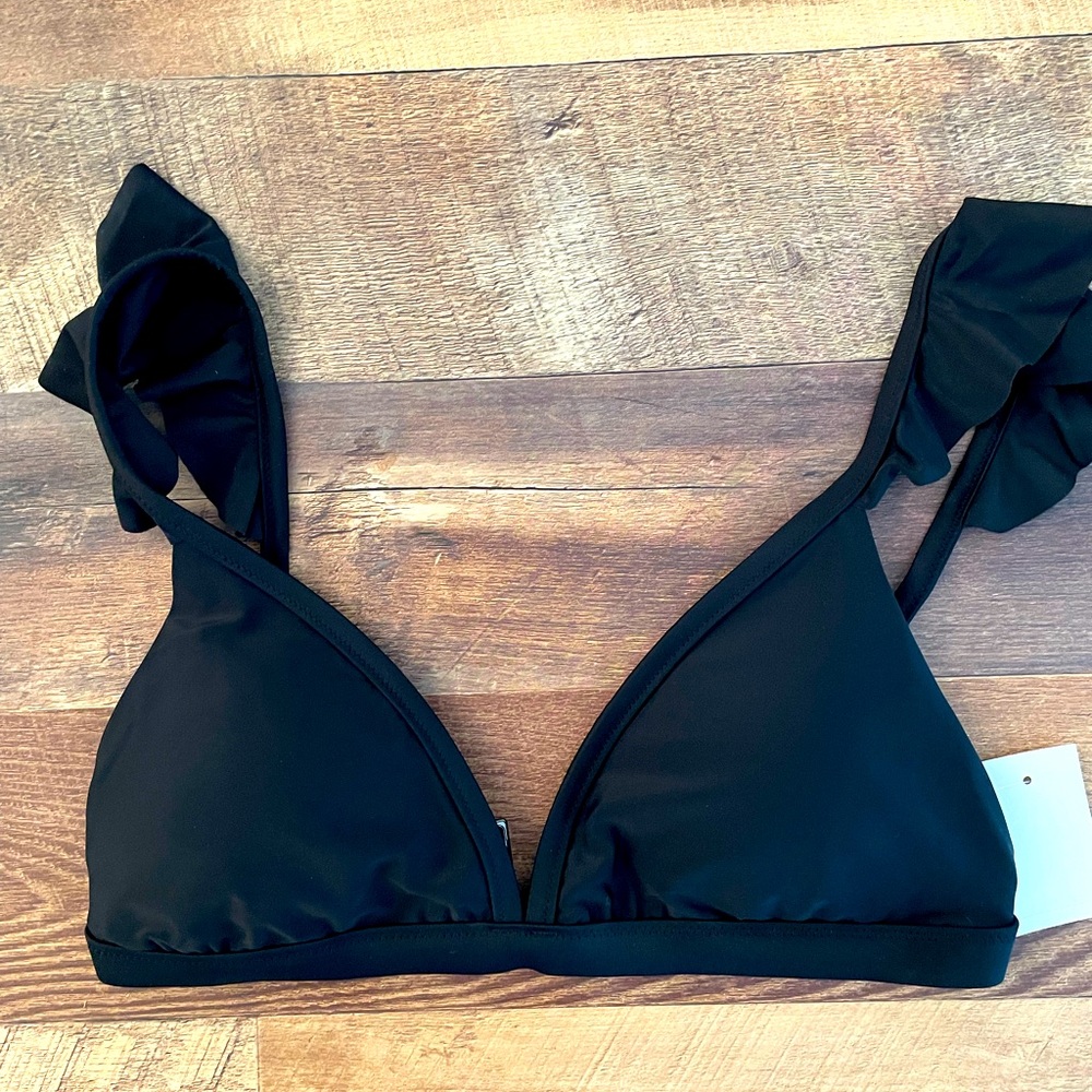 J. Crew Ruffle-shoulder V-neck bikini top